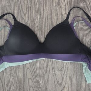 Women's Black and Purple Bra